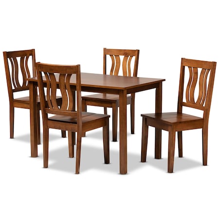 Baxton Studio Zamira Modern and Contemporary Transitional Walnut Brown Finished Wood 5-Piece Dining Set 177-11379-8959-Zoro